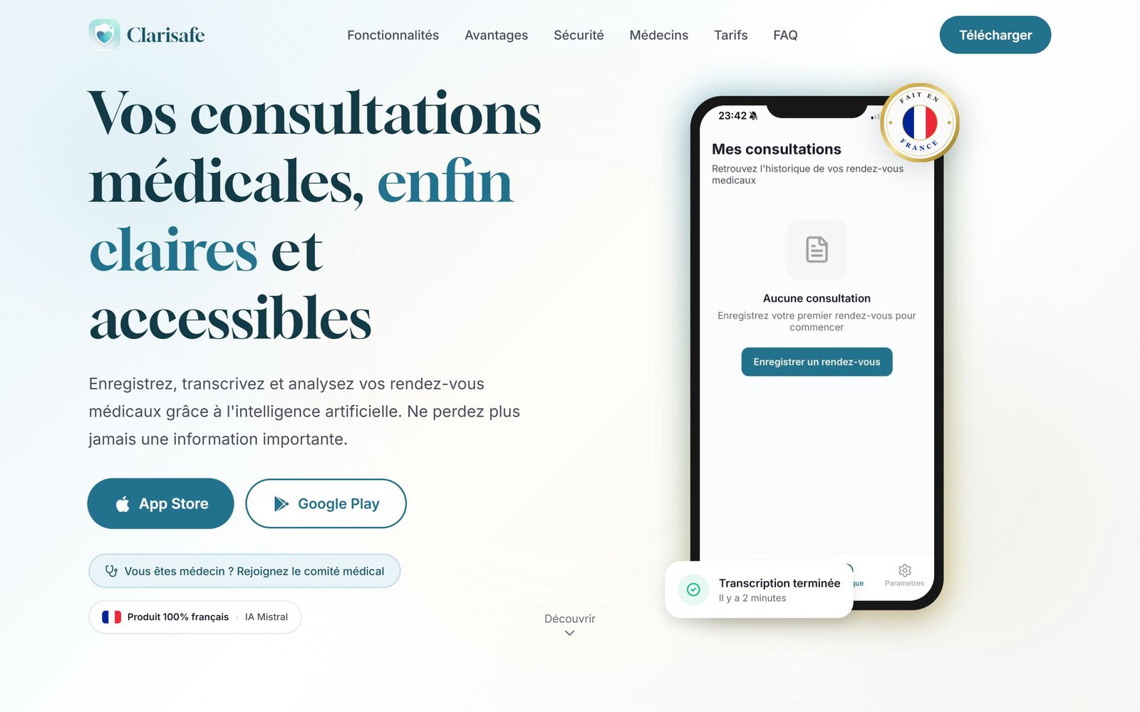 Clarisafe — page d’accueil